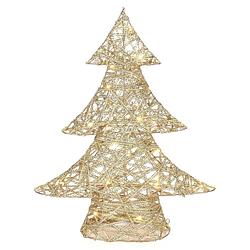 Foto van Countryfield decoratie kerstboompje - goud - met verlichting - h48 cm - kerstverlichting figuur