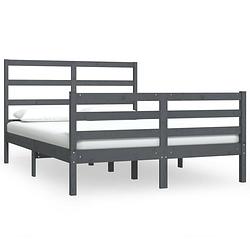 Foto van Vidaxl bedframe massief grenenhout grijs 150x200 cm 5ft king size