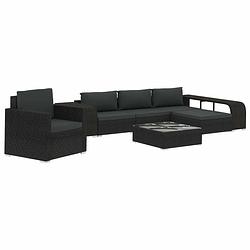 Foto van Vidaxl 8-delige loungeset met kussens poly rattan zwart