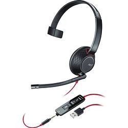 Foto van Plantronics blackwire 5210 on ear headset kabel telefoon mono zwart ruisonderdrukking (microfoon), noise cancelling volumeregeling, microfoon uitschakelbaar