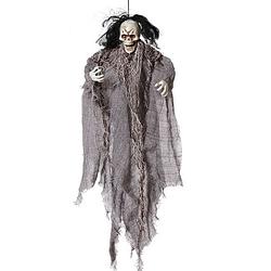 Foto van Halloween/horror thema hang decoratie spook/skelet - enge/griezelige pop - 60 cm - feestdecoratievoorwerp