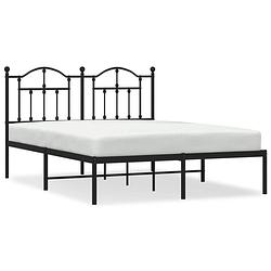 Foto van Vidaxl bedframe met hoofdbord metaal zwart 135x190 cm