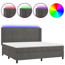 Foto van The living store boxspring - donkergrijs fluweel - 203 x 203 x 118/128 cm - verstelbaar hoofdbord - led-verlichting -