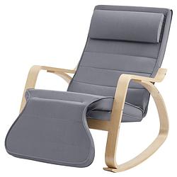 Foto van Schommelstoel met voetensteun in zweedse stijl - verstelbare ligstoel - relaxing chair - katoen - grijs