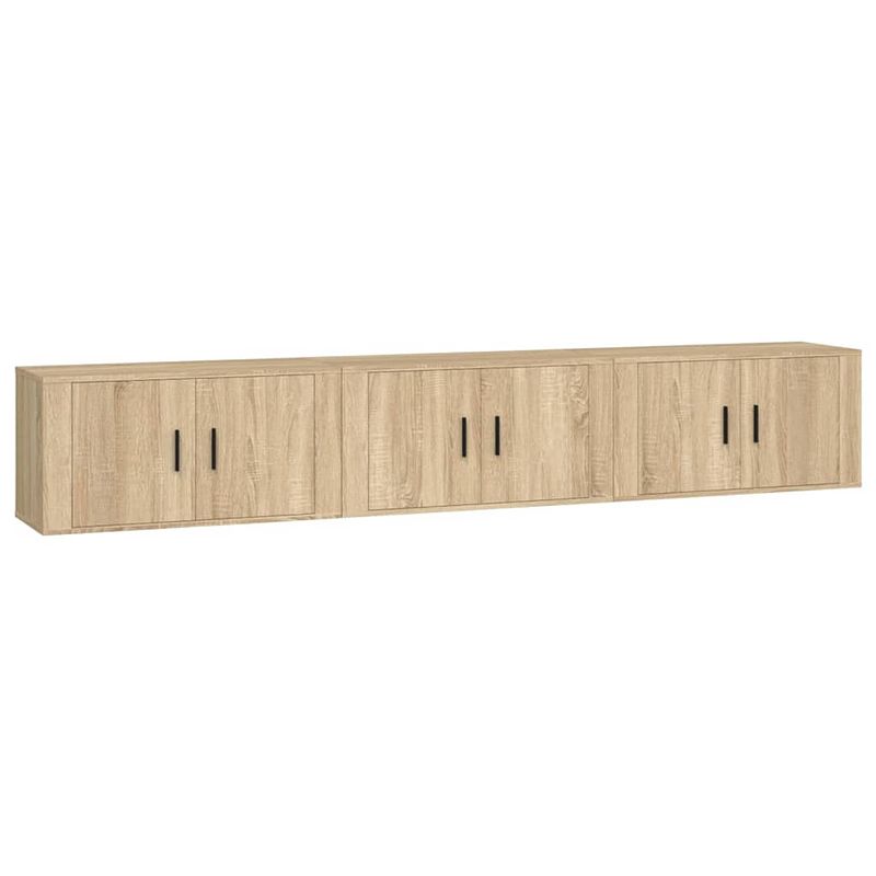 Foto van The living store televisiewandmeubelen - sonoma eiken - set van 3 - 80 x 34.5 x 40 cm - duurzaam hout