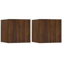 Foto van The living store tv-meubel bruineiken 2x30.5x30cm - bewerkt hout