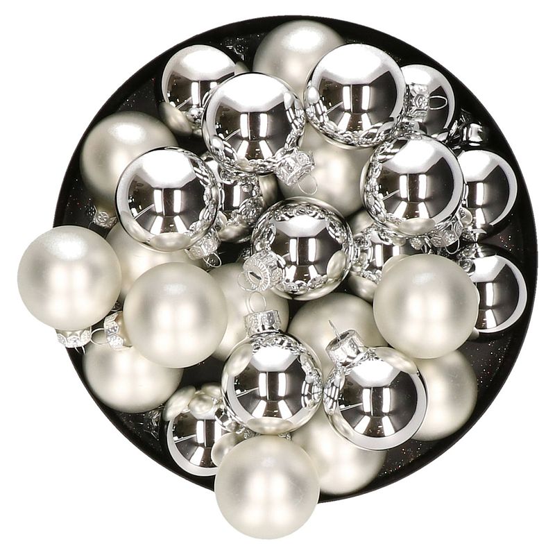 Foto van Kerstballen set van glas 36x stuks zilver 4 cm - kerstbal