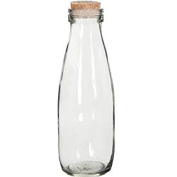 Foto van 6x melkfles glas - glazen fles met kurk - ø7 x h21 cm - 500ml