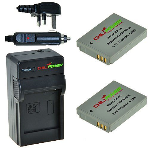 Foto van 2 x nb-5l accu's voor canon - charger kit + car-charger - uk version