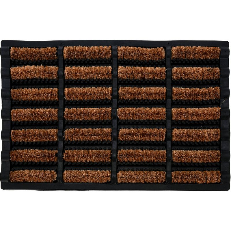 Foto van Deurmat/droogloopmat - voor buiten/binnen - zwart - rubber/kokos - 60 x 40 cm - deurmatten