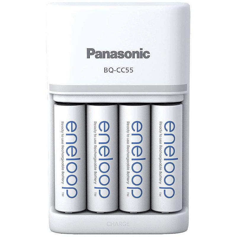 Foto van Panasonic smart & quick bq-cc55 +4x eneloop aa batterijlader nimh aaa (potlood), aa (penlite)