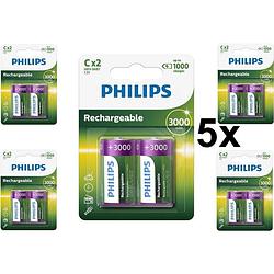 Foto van 10 stuks (5 blisters a 2st) - philips multilife 1.2v c/hr14 3000mah nimh oplaadbare batterij