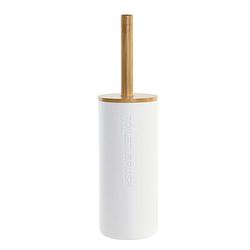 Foto van Wc/toiletborstel in houder naturel/wit bamboe hout 36 x 9 cm - toiletborstels