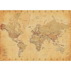 Foto van Pyramid world map vintage style poster 140x100cm