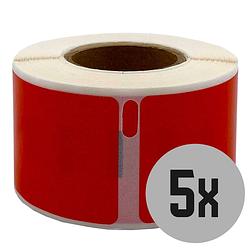 Foto van Dula dymo compatible labels - rood - 99010 - s0722370 - adresetiketten - 5 rollen - 28 x 89 mm - 130 labels per rol