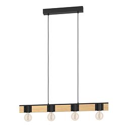 Foto van Eglo bailrigg hanglamp - e27 - 89,5 cm - zwart/bruin - hout/staal