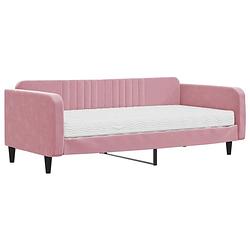 Foto van Vidaxl slaapbank met matras 100x200 cm fluweel roze