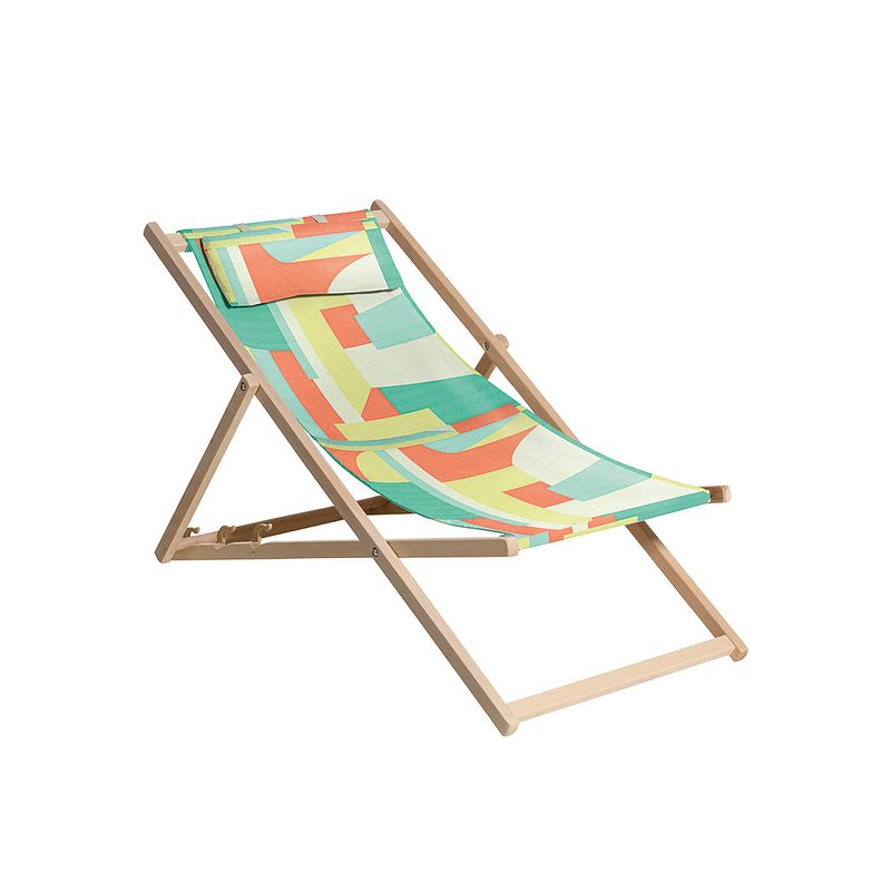 Foto van Madison - houten strandstoel 120x55 - multicolor - patch pastel