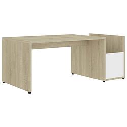 Foto van Vidaxl salontafel 90x45x35 cm spaanplaat wit en sonoma eikenkleurig