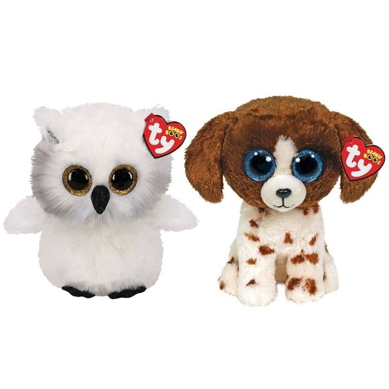 Foto van Ty - knuffel - beanie buddy - austin owl & muddles dog