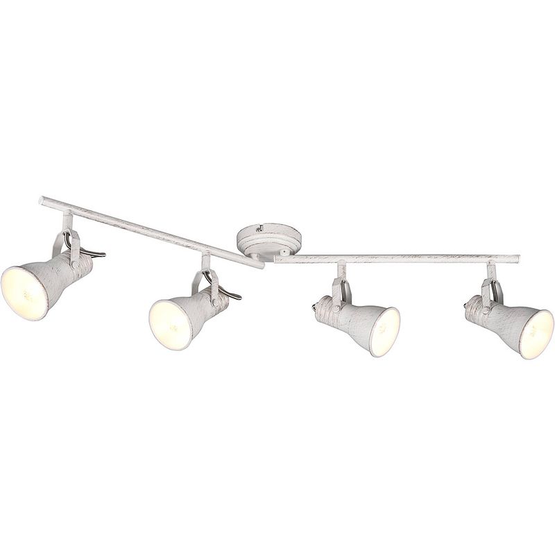 Foto van Led plafondspot - plafondverlichting - trion sanita - e14 fitting - 4-lichts - rechthoek - antiek wit - aluminium