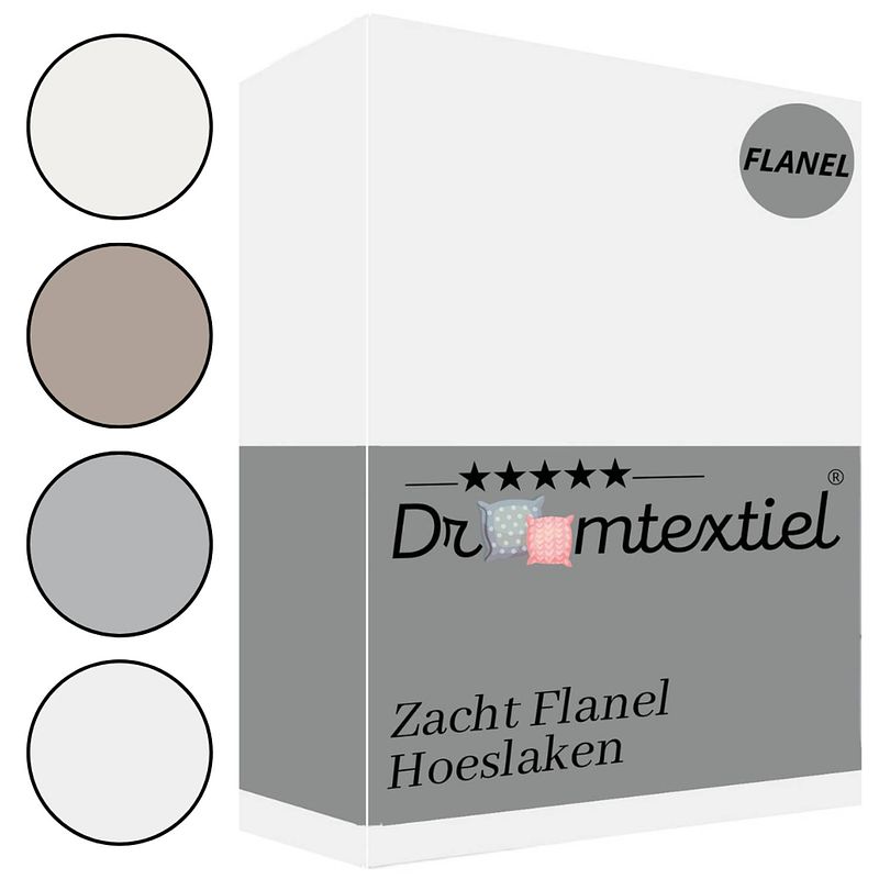 Foto van Droomtextiel zachte flanel hoeslaken wit eenpersoons 90x220 cm - 100% gekamd katoen