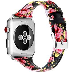 Foto van Smartphoneclip - bandje leer pink flower - voor apple watch 38-40mm