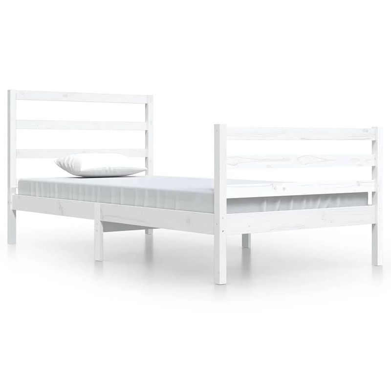 Foto van Vidaxl bedframe massief grenenhout wit 100x200 cm