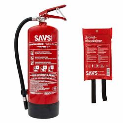 Foto van Savs® brandblus box - poederblusser + blusdeken - xl - complete brandblusset - blusrating 55a 233b c en 1.2m x 1.8m