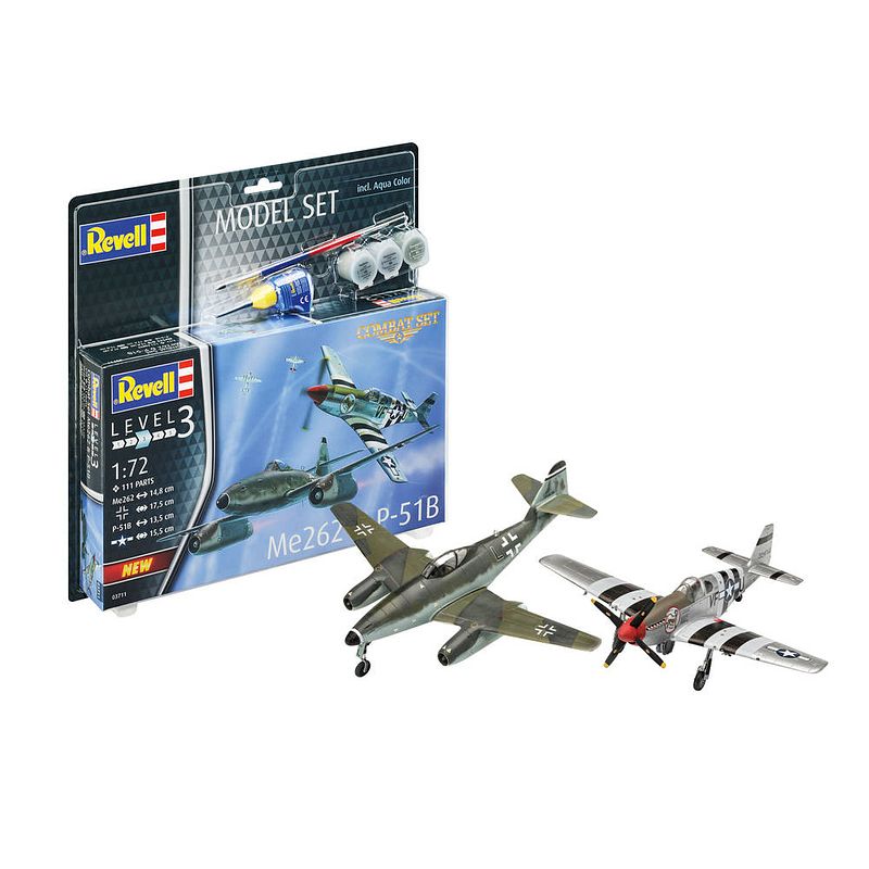 Foto van Revell combat me262 en p-51b mustang modelset