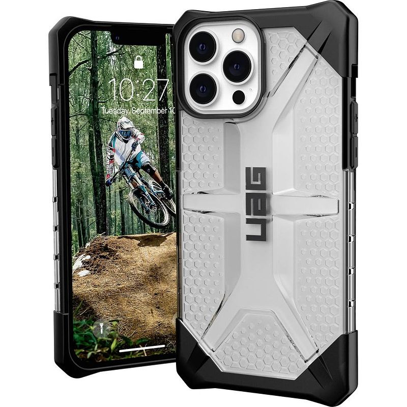 Foto van Urban armor gear plasma case backcover apple iphone 13 pro max ice, transparant