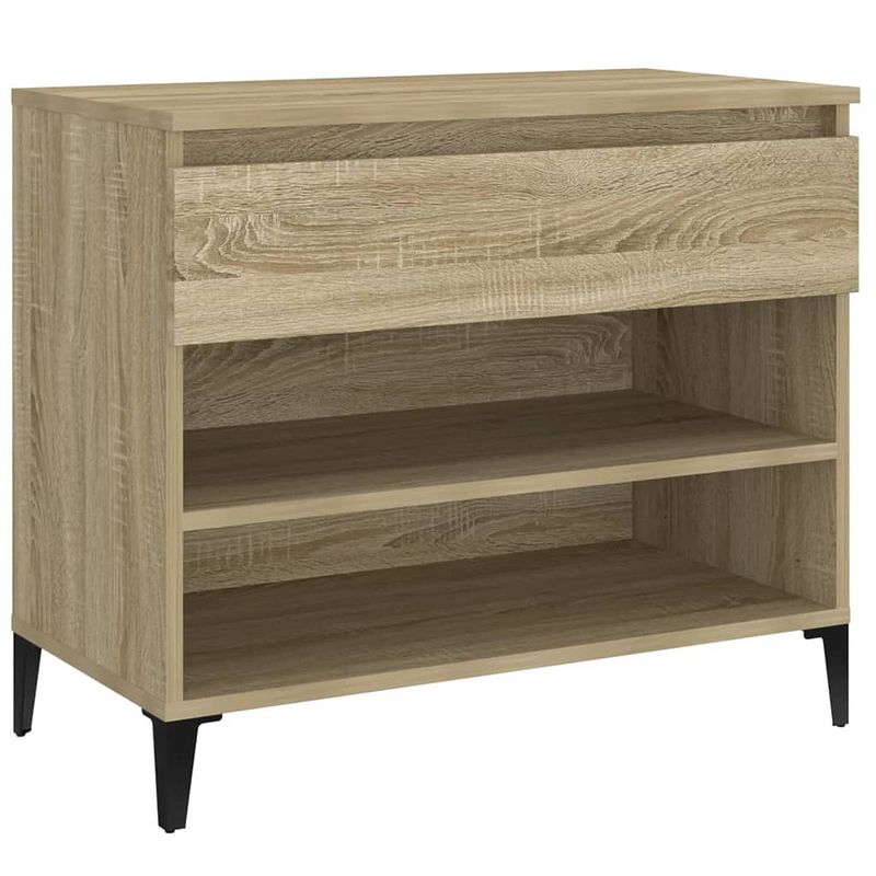 Foto van The living store schoenenkast - sonoma eiken - 70 x 36 x 60 cm - stevig bewerkt hout en metaal