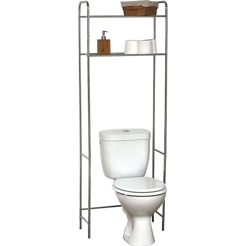 Foto van 4goodz toiletombouw metaal met 2 planken 80x27,5x173cm - chroom