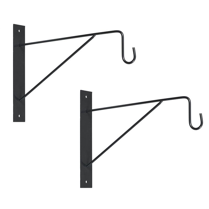 Foto van 2x stuks muurhaak / plantenhaak voor hanging basket van verzinkt staal grijs antraciet 35 cm - plantenbakhaken