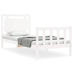 Foto van The living store bed vuren wit - 205.5 x 95.5 x 100 cm - multiplex lattenbodem