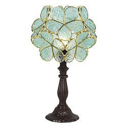 Foto van Lumilamp tiffany tafellamp 43 cm groen glas in lood tiffany bureaulamp