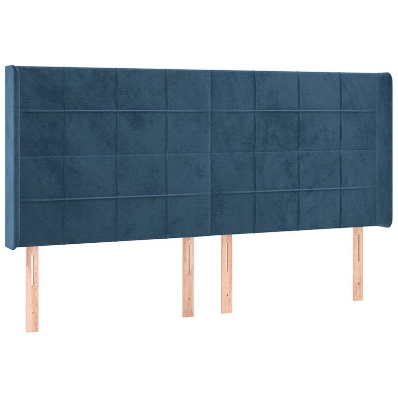 Foto van Vidaxl hoofdbord met randen 183x16x118/128 cm fluweel donkerblauw