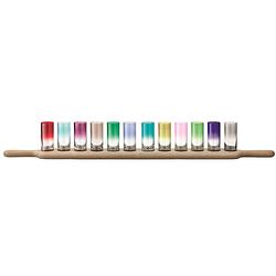 Foto van L.s.a. - paddle wodka set met serveerplank set van 12 stuks assorti - glas - multicolor