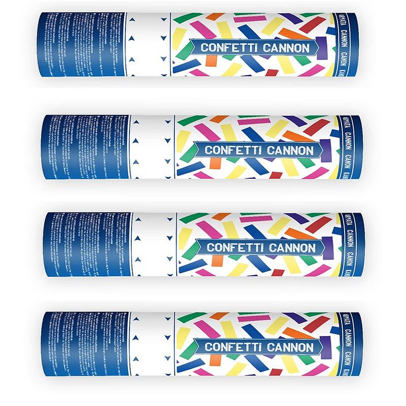 Foto van Feestpakket van 8x stuks confetti papier kanonnen kleuren mix 20 cm - confetti