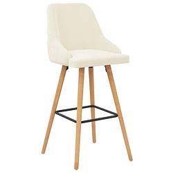 Foto van The living store barstoelen lounge - 48x55x106 cm - fluweel crème