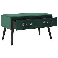 Foto van The living store salontafel fluweel groen - 80x40x46 cm - 2 lades