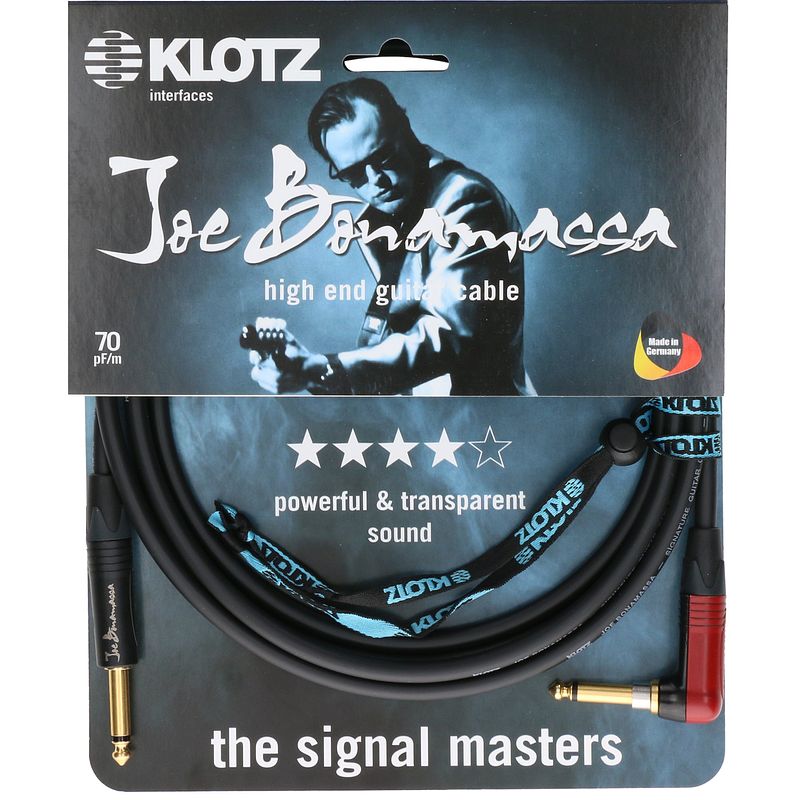 Foto van Klotz jbnrsp030 joe bonamassa gitaarkabel met silentplug 3 meter recht - haaks