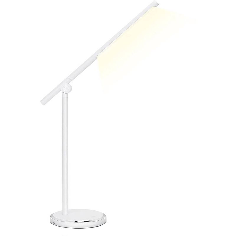 Foto van Led bureaulamp - aigi libo - 8w - usb oplaadfunctie - aanpasbare kleur - dimbaar - rechthoek - mat wit - aluminium