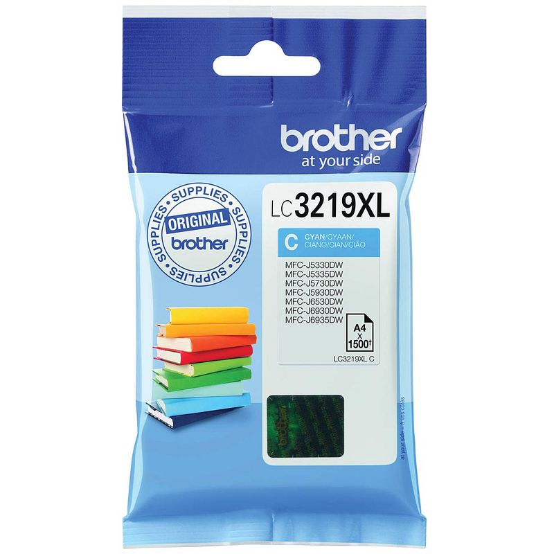 Foto van Brother inktcartridge, 1.500 pagina'ss, oem lc-3219xlc, cyaan 5 stuks