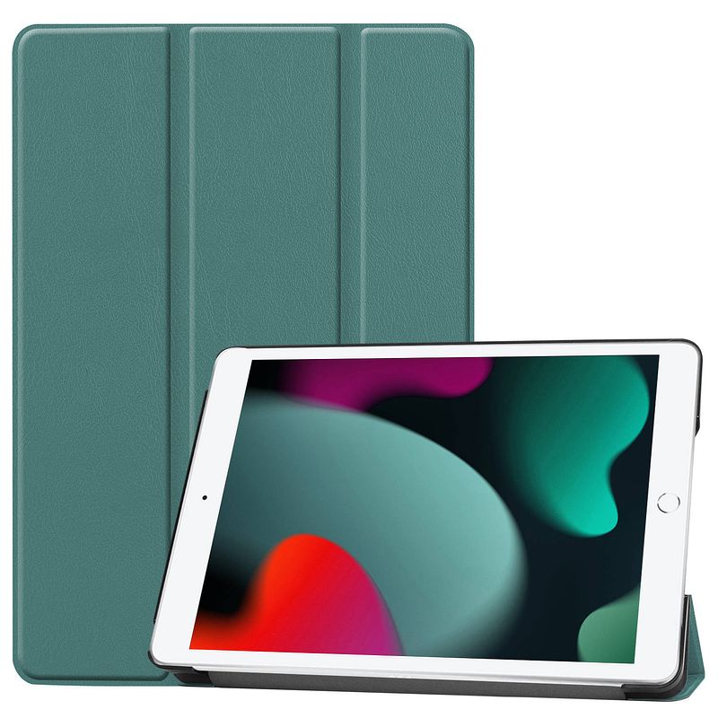 Foto van Basey ipad 10.2 2019 hoes book case hoesje - ipad 10.2 2019 hoesje hard cover case hoes - donkergroen