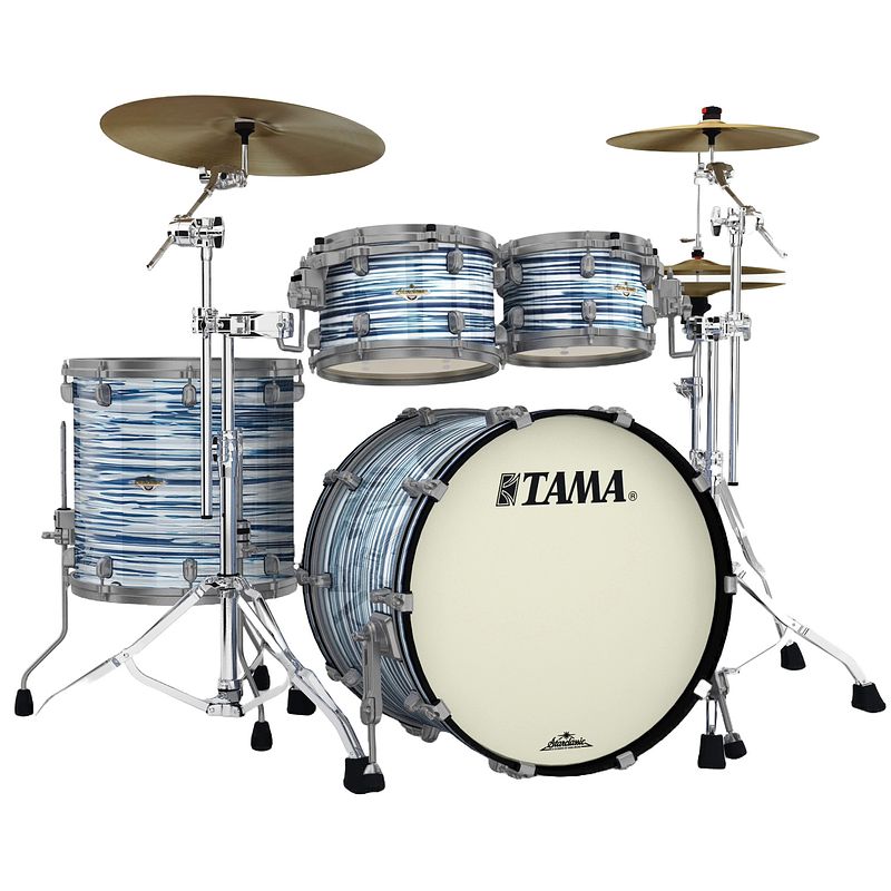 Foto van Tama mr42tzus-bwo starclassic maple blue & white oyster 4d. shellset smoked black nickel hardware