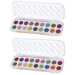 Foto van Set van 2x stuks hobby/knutsel waterverf/aquarel 18 metallic kleuren voor kinderen - hobbyverf