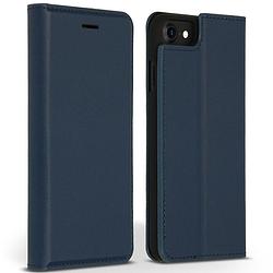 Foto van Accezz premium leather slim book case voor apple iphone se (2022 / 2020) / 8 / 7 / 6(s) telefoonhoesje blauw