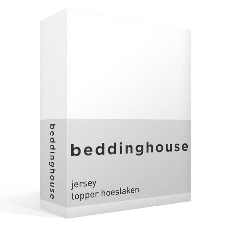 Foto van Beddinghouse jersey topper hoeslaken - 100% gebreide jersey katoen - 1-persoons (70/90x200/220 cm) - white