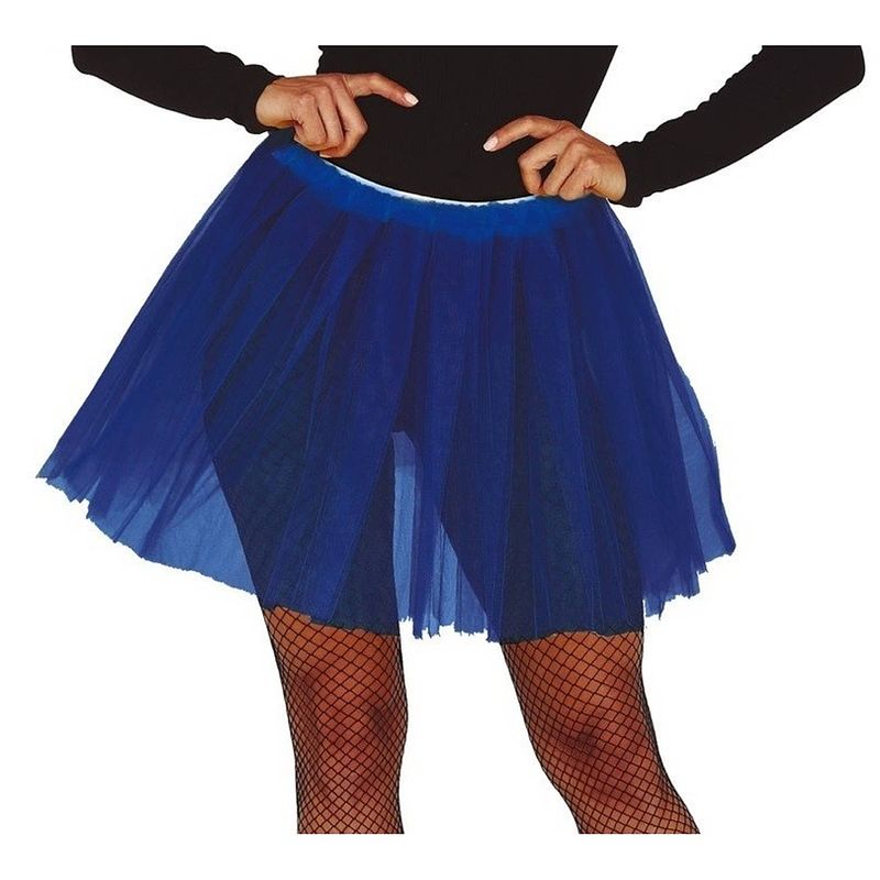Foto van Korte tule onderrok kobalt blauw 40 cm voor dames - verkleedattributen